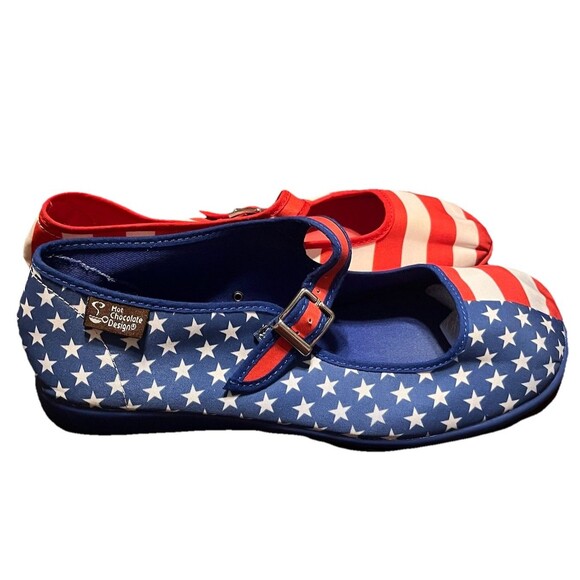 Hot Chocolate Design Chocolaticas Mary Jane Flats USA Patriotic Flag Women's 8 - Picture 4 of 15
